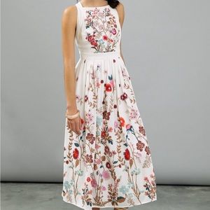 ANTHROPOLOGIE White Multicolor Embroidered Dress Size US 6.